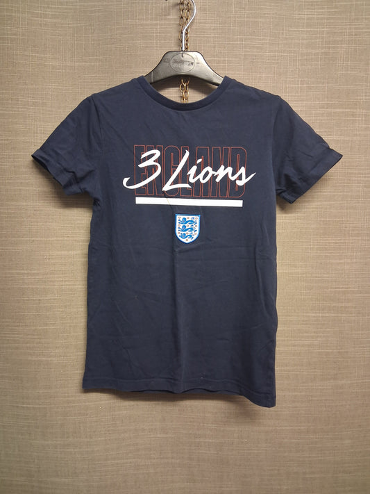 George England T-Shirt 3 Lions Football Navy Short Sleeve Age 8-9 Years