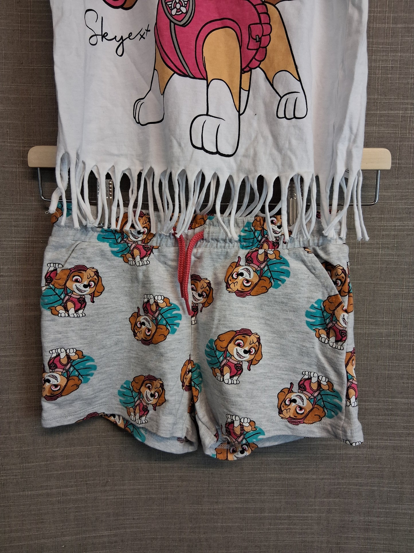 Nickelodeon Paw Patrol Girls 2 Piece Outfit Vest and Shorts Age 7-8 Years