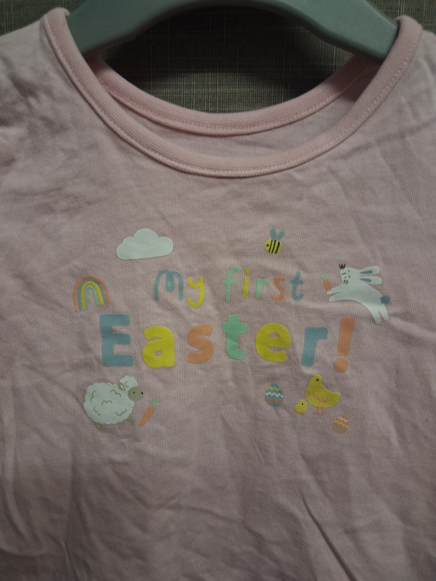 George Girls My First Easter Pink T-Shirt Short Sleeve Age 3-6 Months