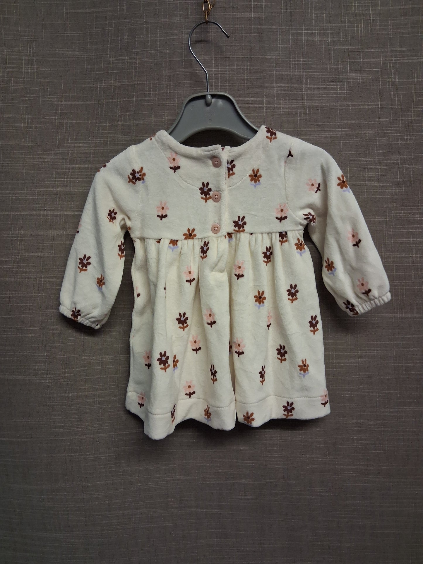 John Lewis Girls Jumper Sweater Dress Cream Floral Age 0-3 Months