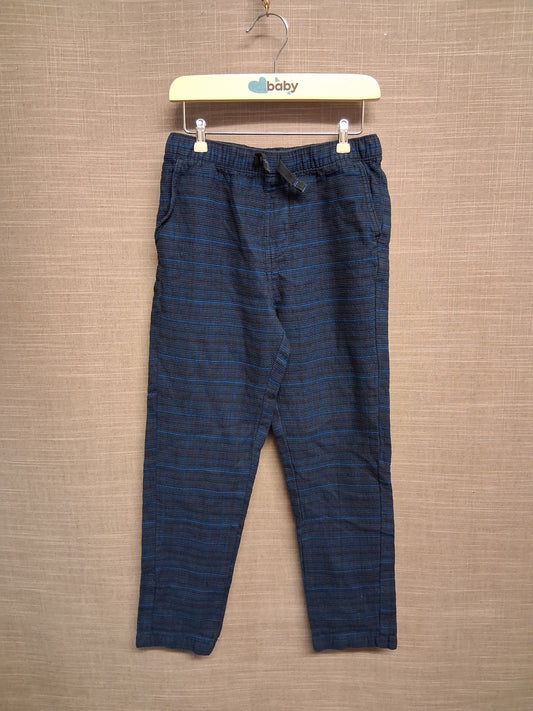 River Island Blue 100% Cotton Summer Trousers Drawstring Waist Age 7-8 Years