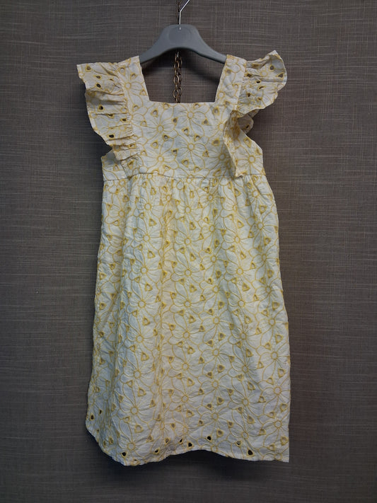 Primark Girls Brodiere Anglaise Yellow Floral Dress Age 6-7 Years