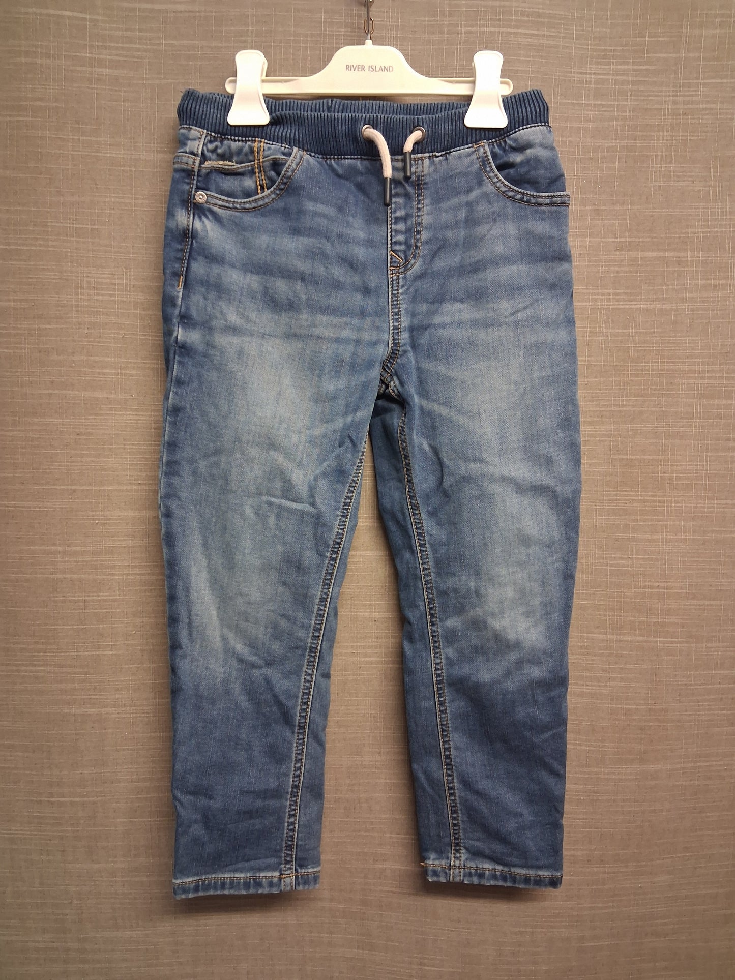 Marks and Spencer Boys Blue Elastic Waist Straight Leg Jeans Age 6-7 Years