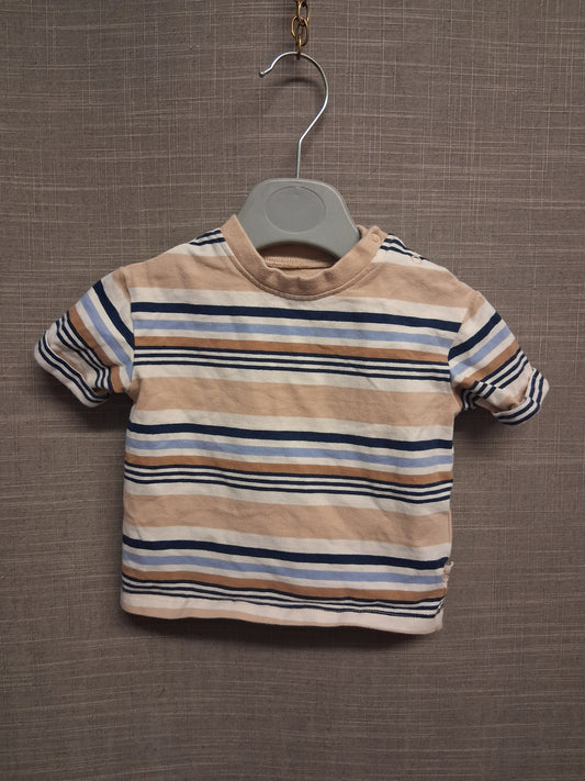 Next Boys Beige Striped Short Sleeve T-Shirt Age 0-3 Months