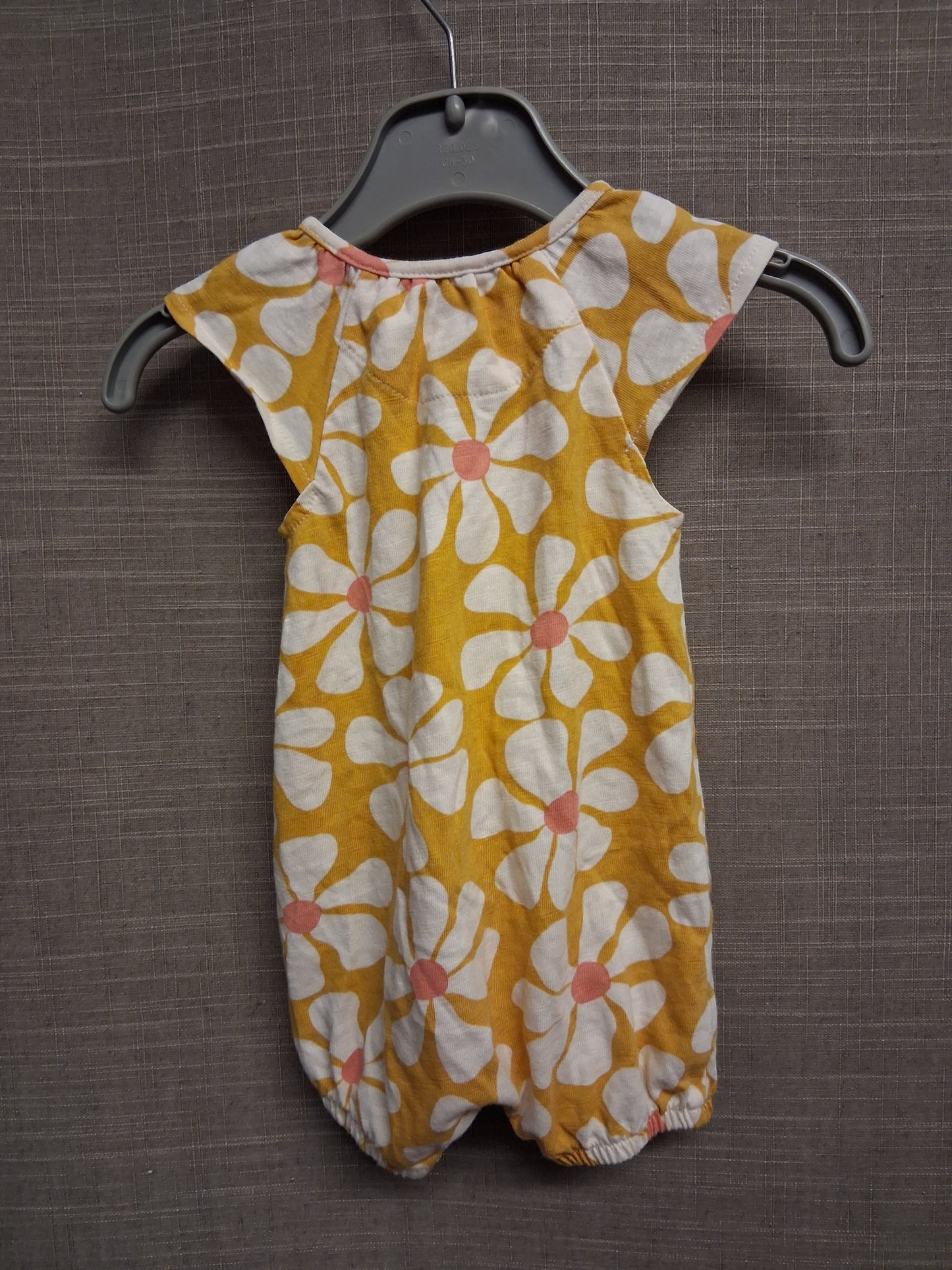 Next Girls Yellow Floral Romper Cap Sleeve Age up to 1 month