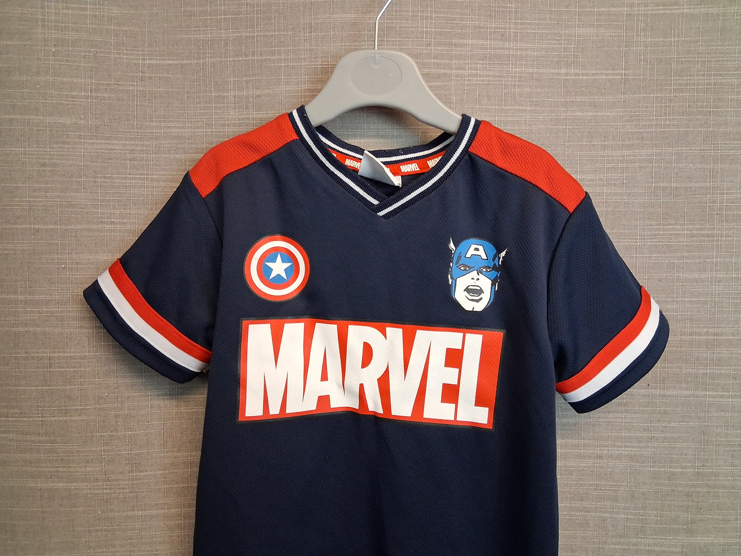 Marvel Captain America Jersey T-Shirt Short Sleeve Age 4-5 Years Navy