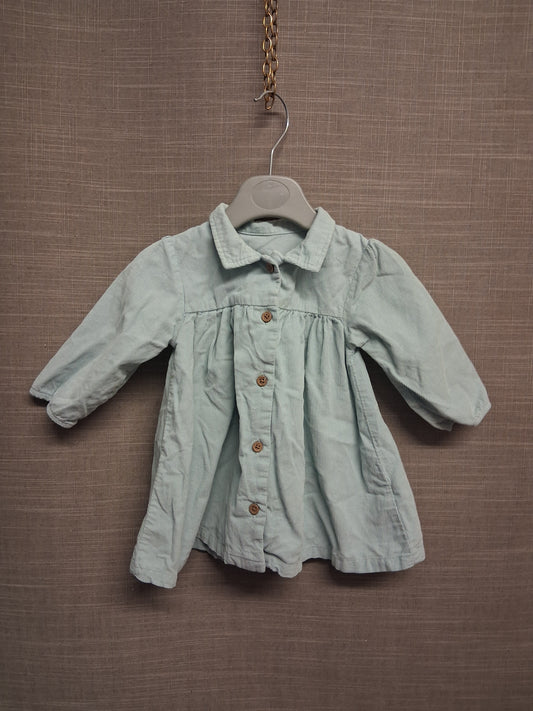 George Girls Light Green Corduroy Dress Age 3-6 Months