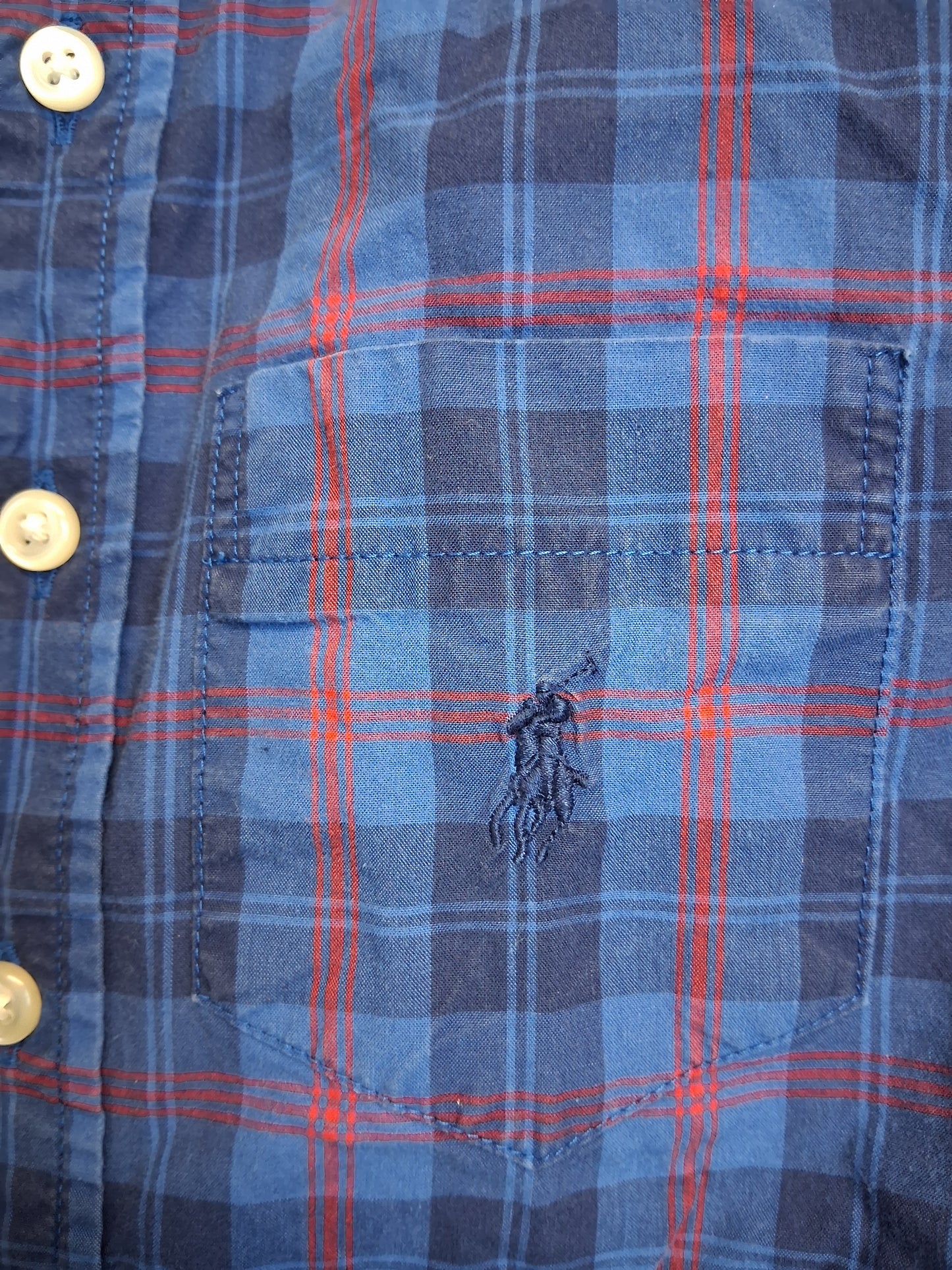 Ralph Lauren Boys Blue Check Shirt Long Sleeve Age 8 Years