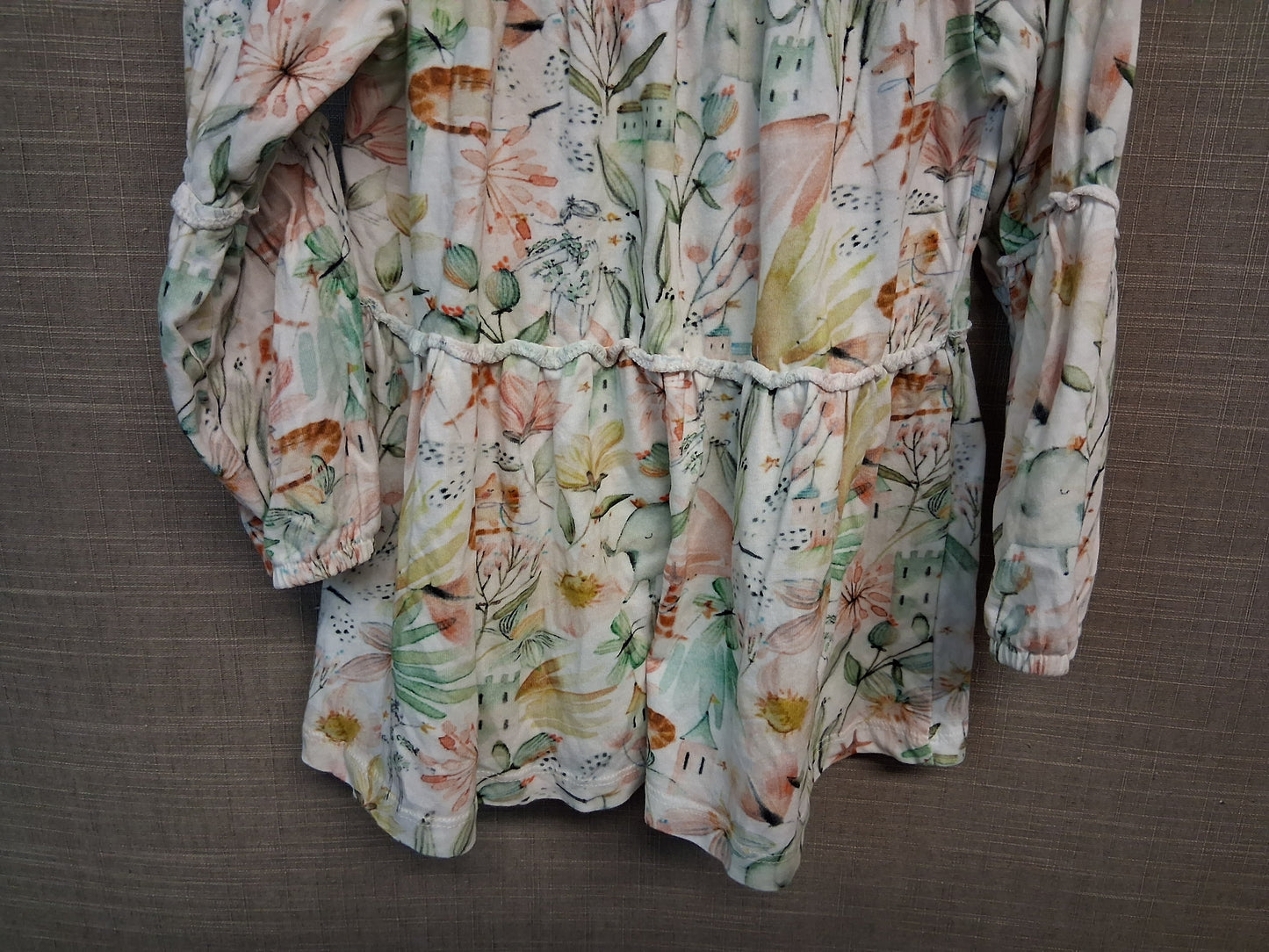 Next Girls Long Sleeve Jersey Tiered Dress Age 2-3 Years Multicolour