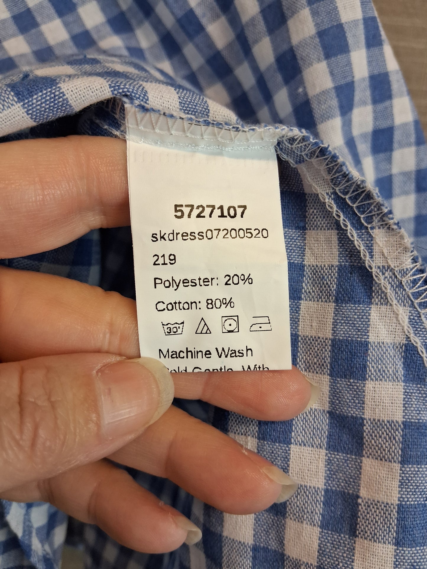 Shein Girls Blue White Gingham Dress Age 8 Years