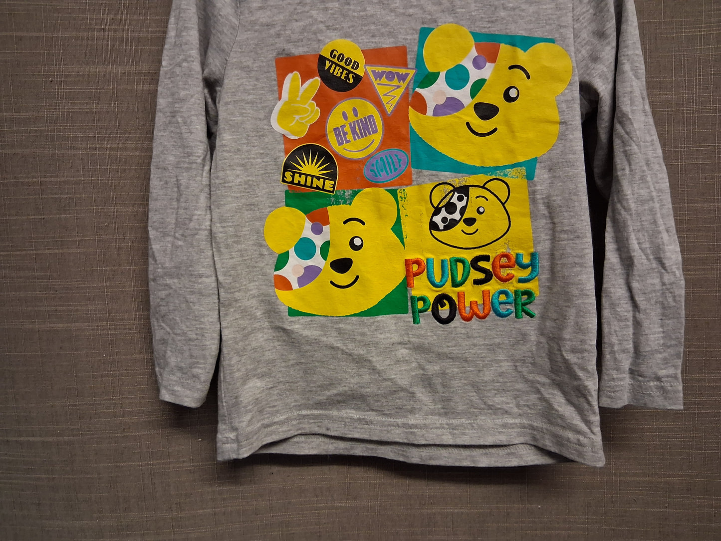 George Boys "Pudsey" Children in Need Grey Long Sleeve T-Shirt Age 2-3 Years