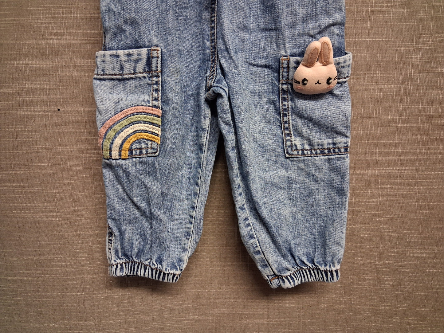Next Girls Cargo Style Denim Jeans Lightwash Age 12-18 Months