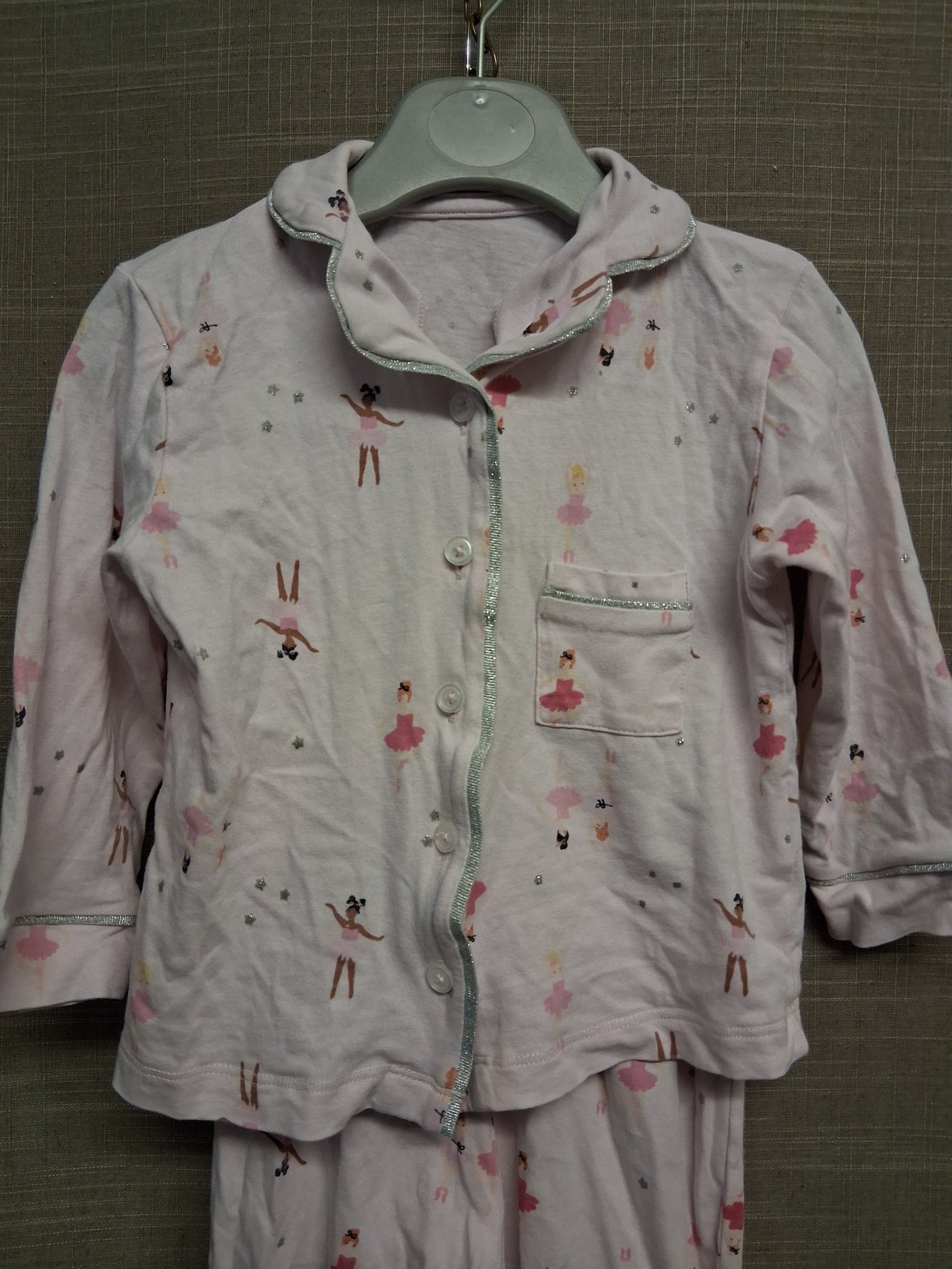 Matalan Girls Pyjamas PJs Set Pale Pink Ballerina Print Age 12-18 Months