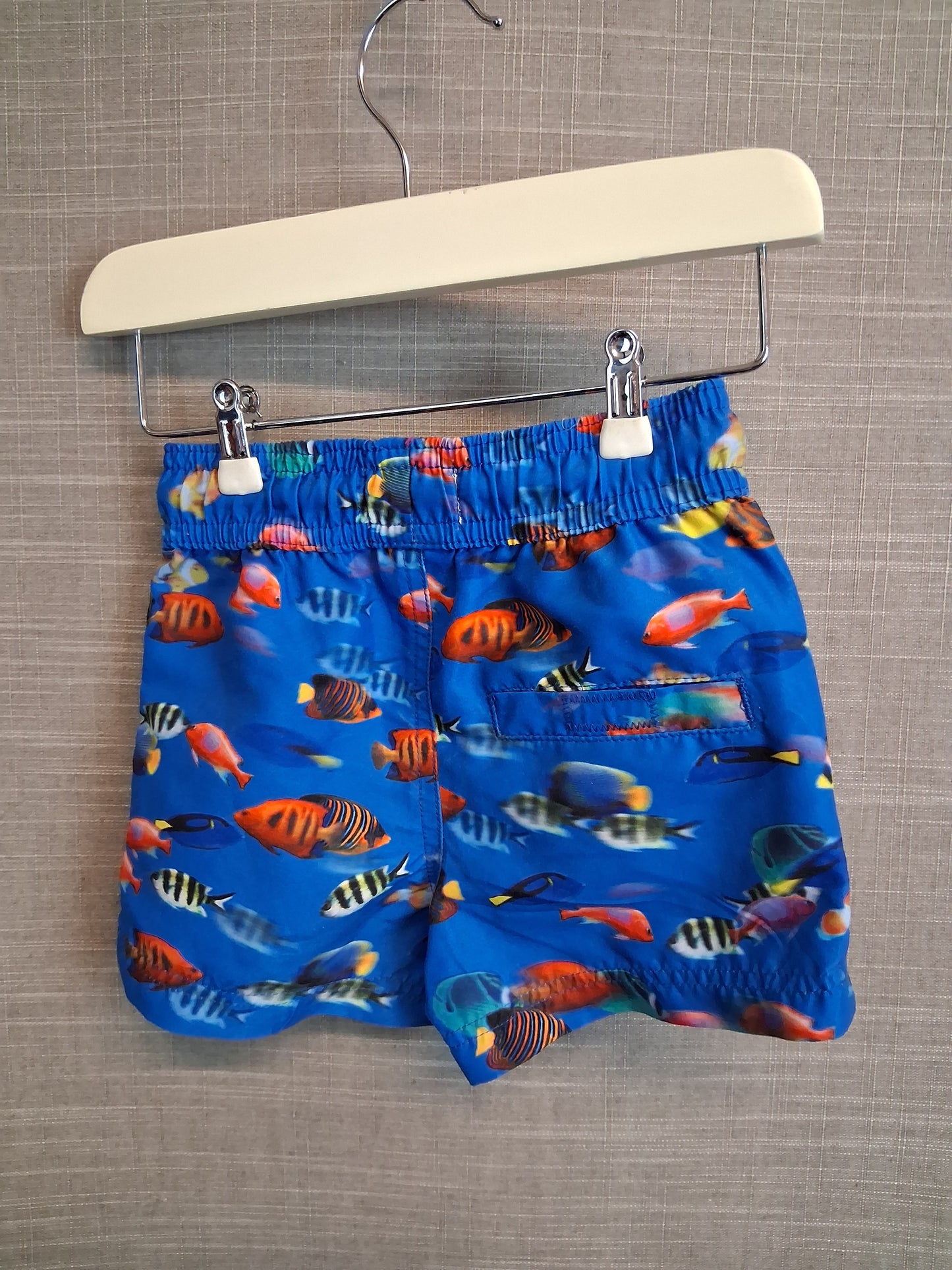 Next Boys Swim Trunks Shorts Blue Fish Print Age 3-6 Months