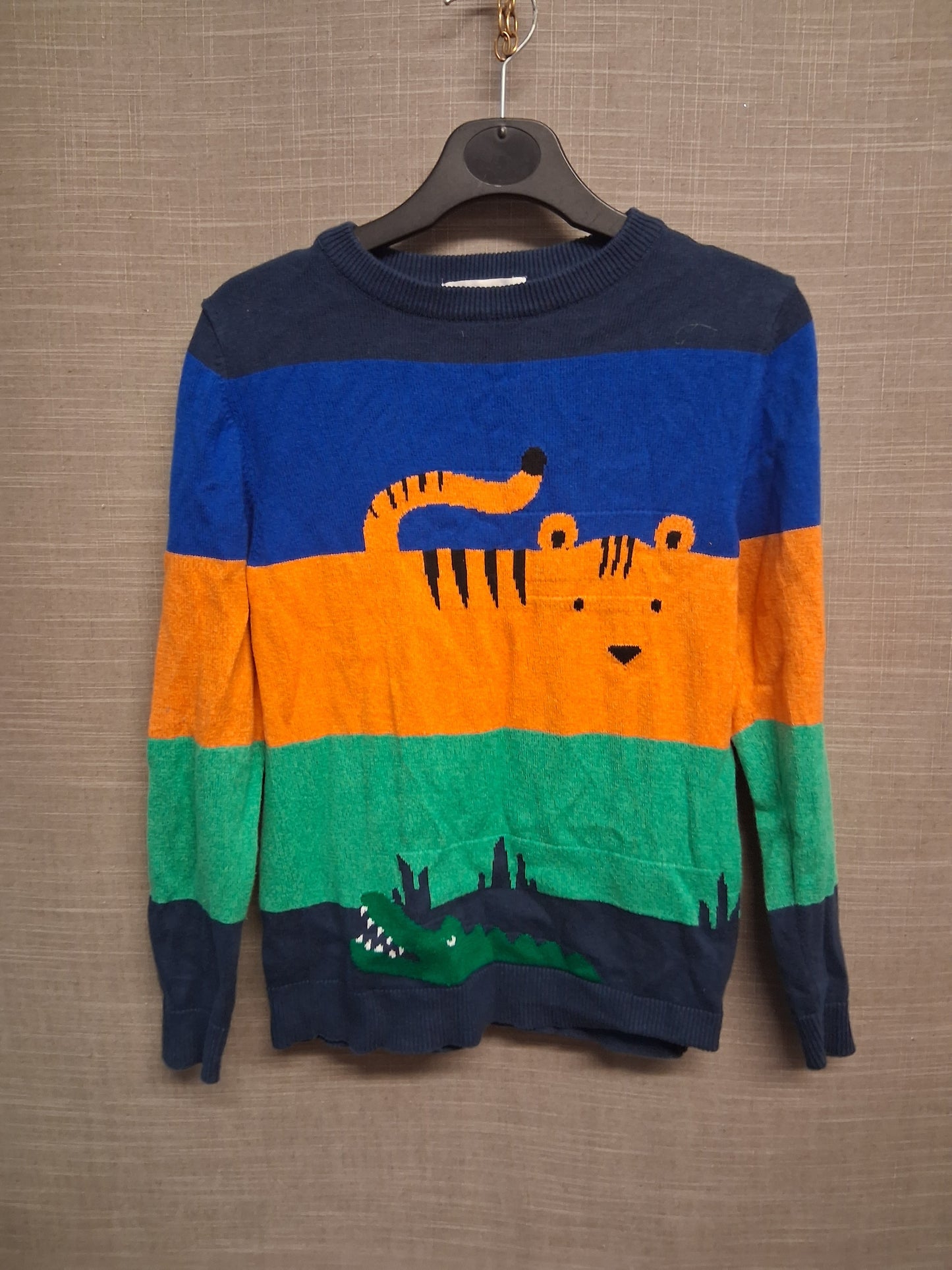 H&M Boys Mulitcolour Tiger & Crocodile Sweater Jumper Age 6-8 Years