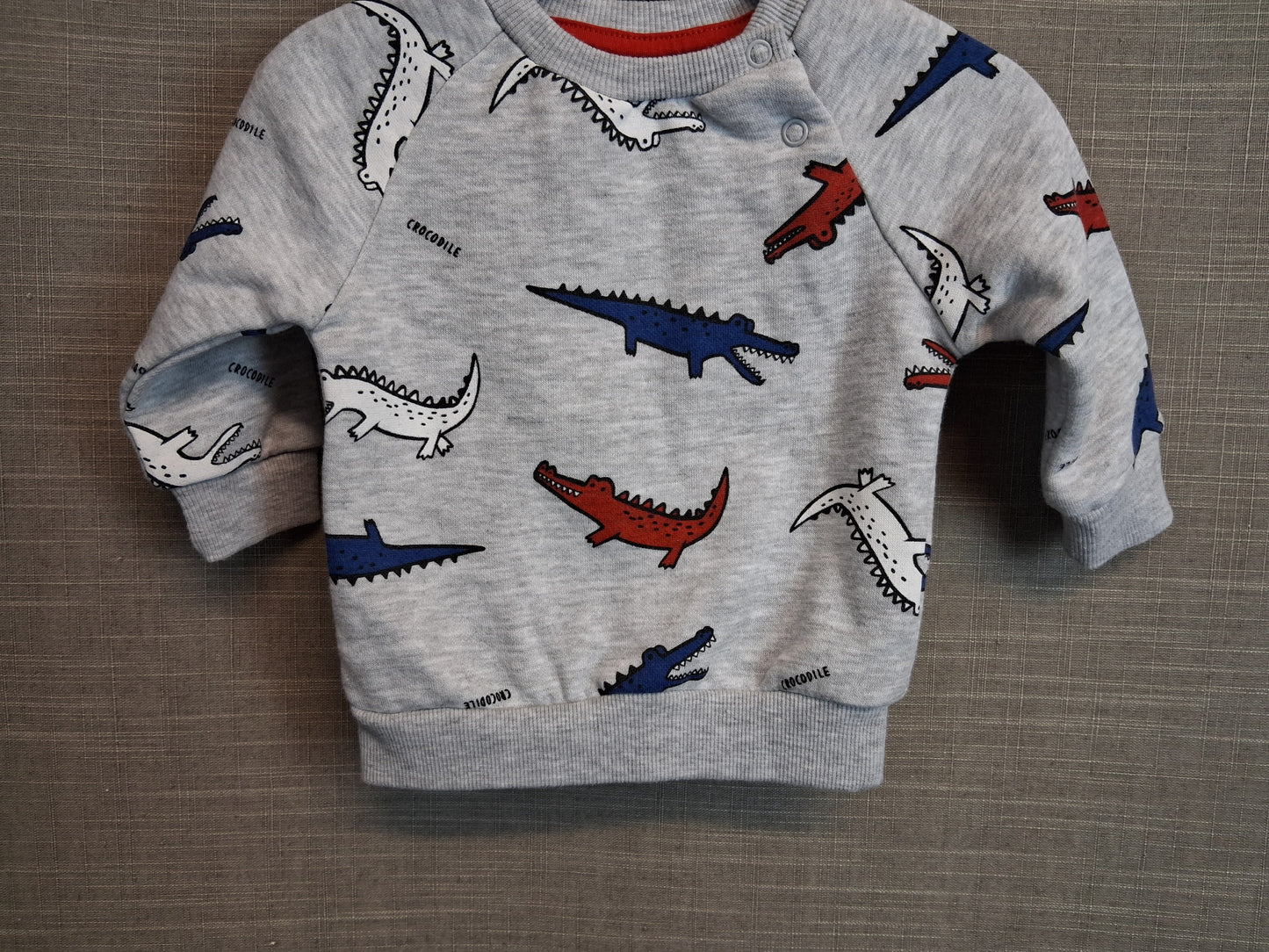 Boys Crocodile Theme Sweater Grey Age 3-6 Months