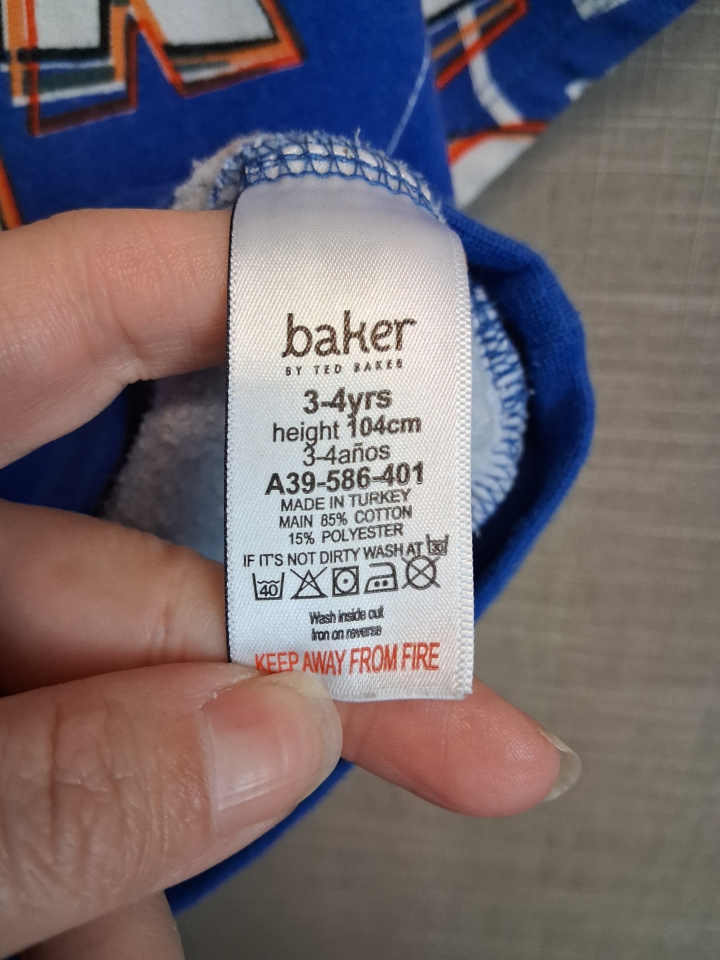Ted Baker Boys Short Sleeve Hoodie Blue Spellout Age 3-4 Years