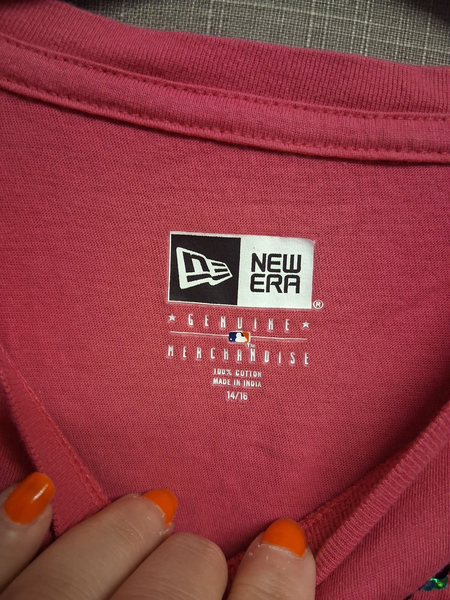 New Era New York Yankees Pink Sequin T-Shirt Short Sleeve Age 14-16 Years