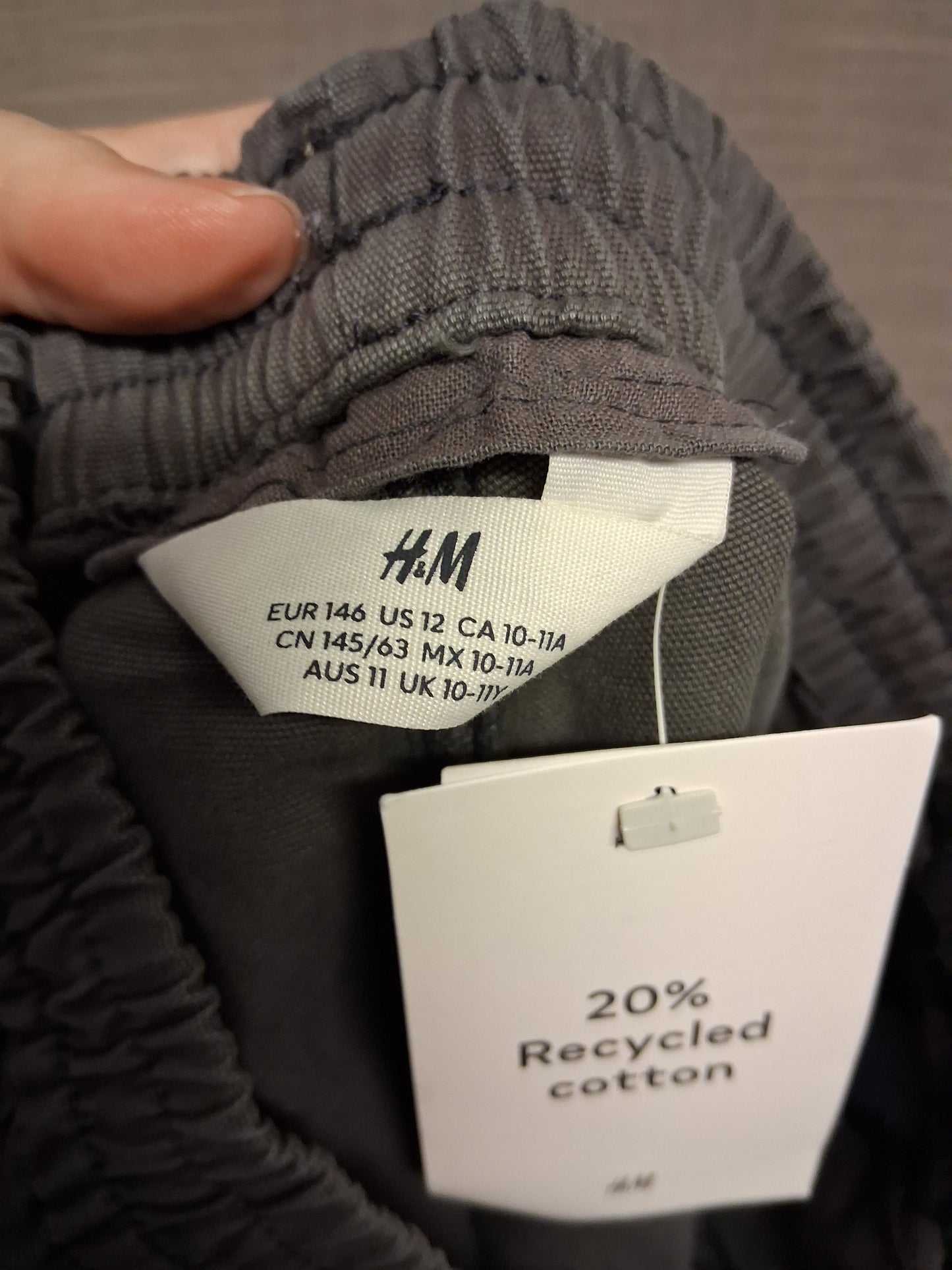 H&M Grey Cotton Chino Short Age 10-11 Years New