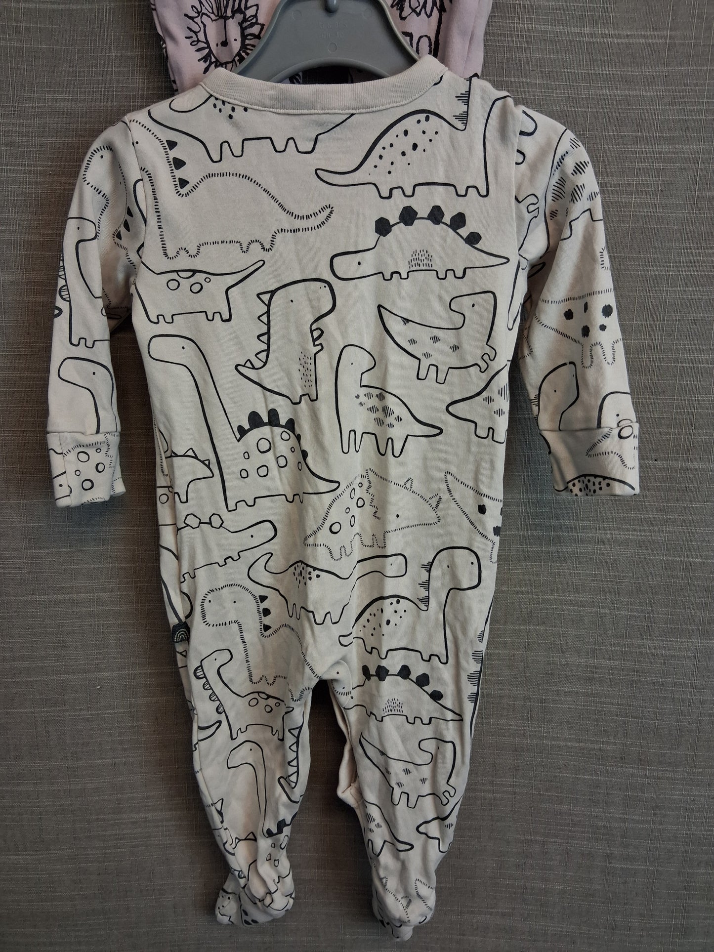 Next Boys Sleepsuits x2 Beige and Lilac Age 3-6 Months