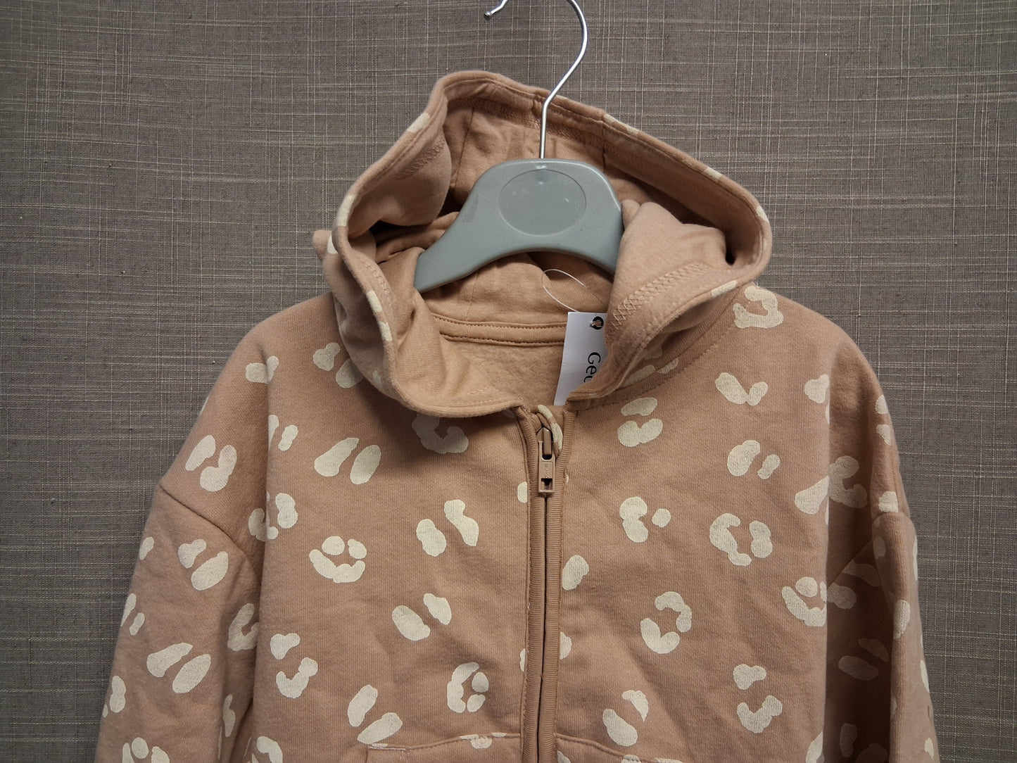 George Girl Beige Jersey Hoodie Animal Print Age 2-3 Years New