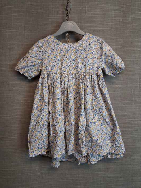 Next Girls Multicolour Lemon Floral Short Sleeve Dress Age 2-3 Years Cotton