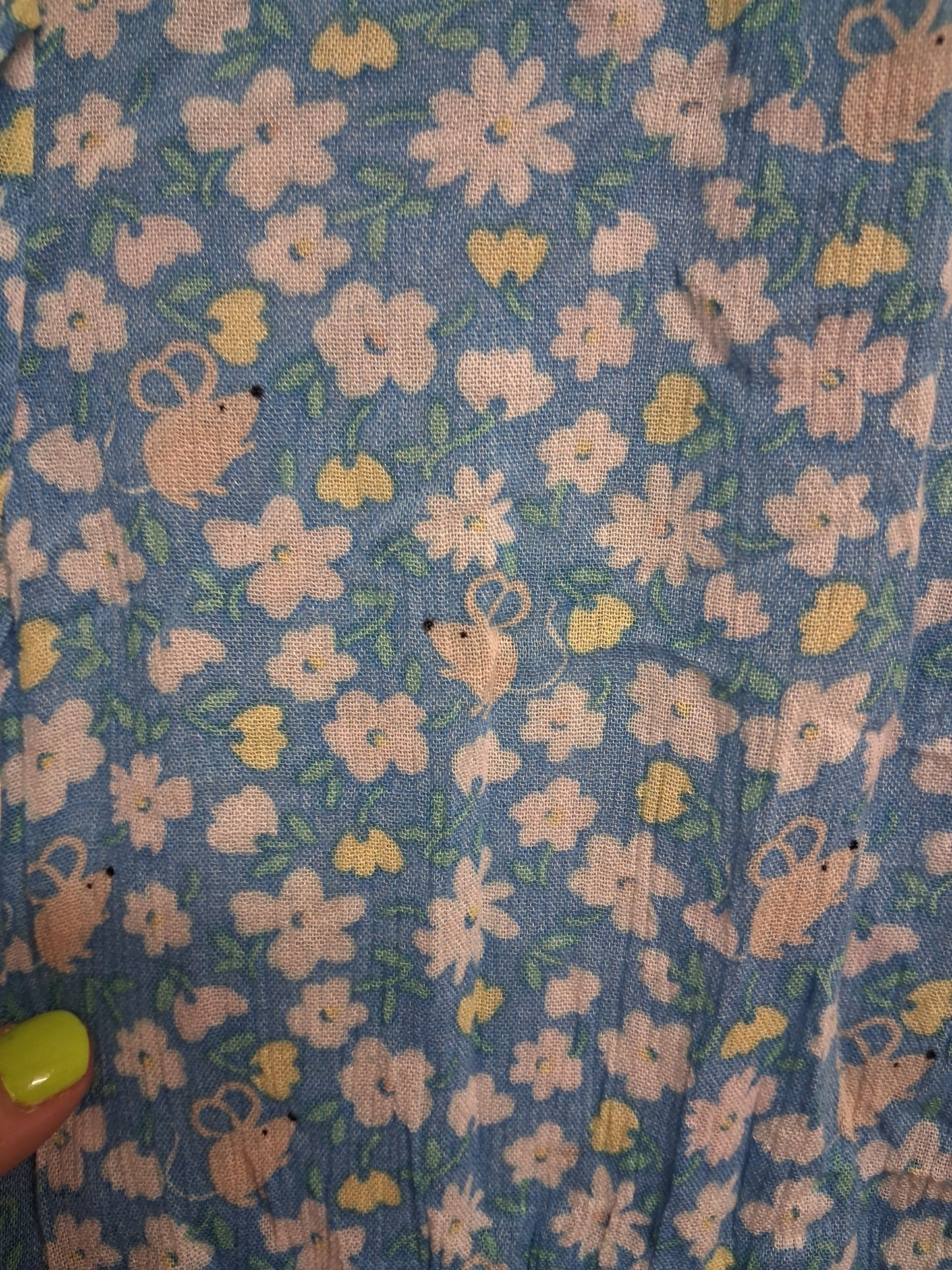Marks & Spencer Girls Blue Floral Short Sleeve Dress Age 6-7 Years New