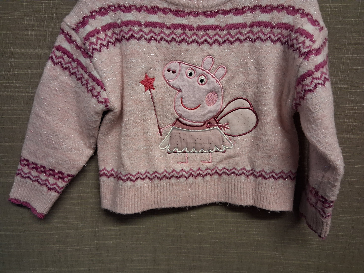 Nutmeg Peppa Pig Girls Pink Knitted Jumper Age 2-3 Years