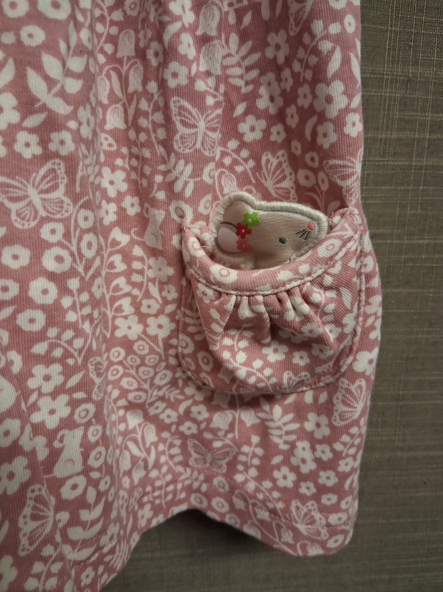 JoJo Maman Bebe Pink Floral Jersey Pinafore Dress Age 18-24 Months