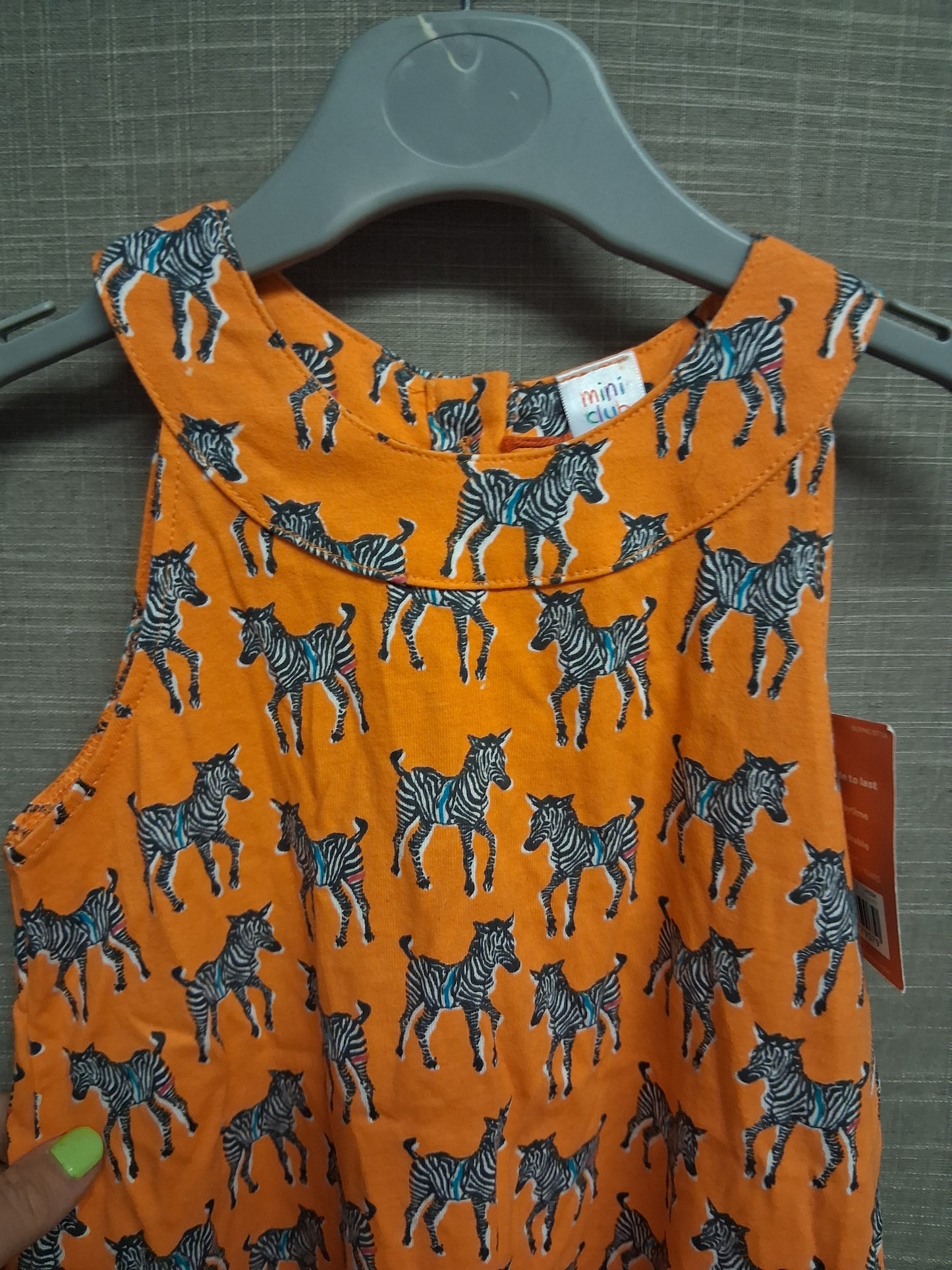 Mini Club Girls Orange Zebra Print A Line Dress Sleeveless Age 2-3 Years New