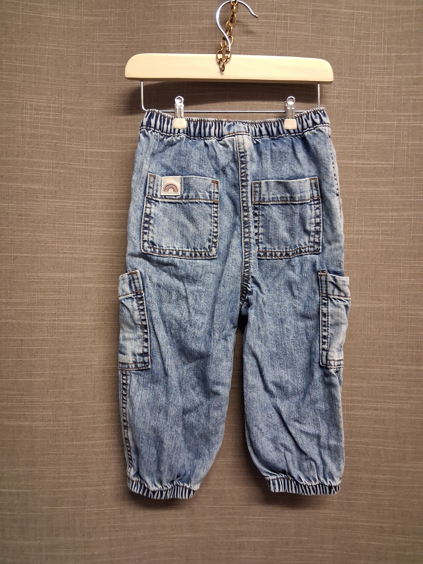 Next Girls Cargo Style Denim Jeans Lightwash Age 12-18 Months