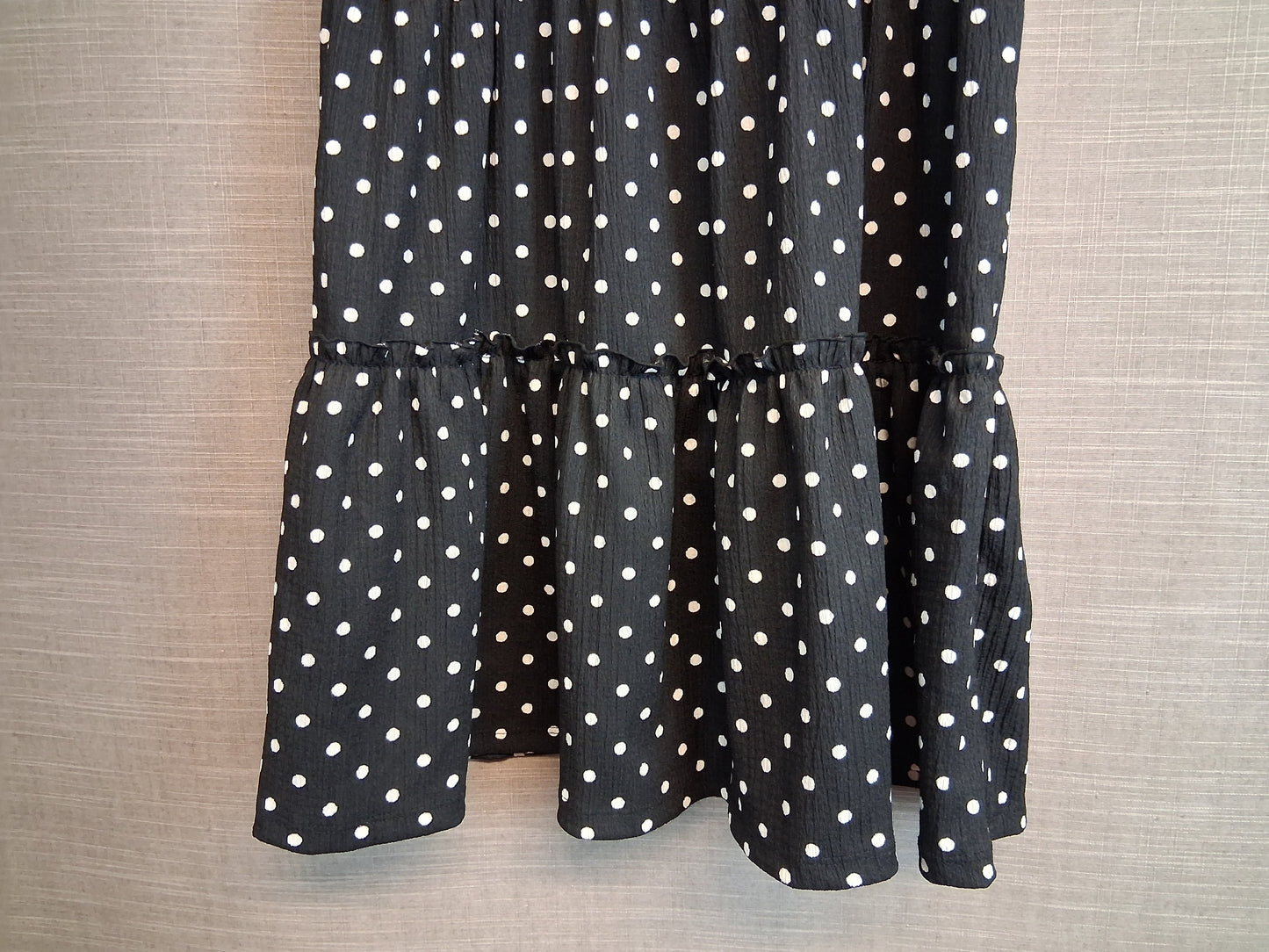 Matalan Girls Black Polka Dot Short Sleeve Tiered Dress Age 12 Years
