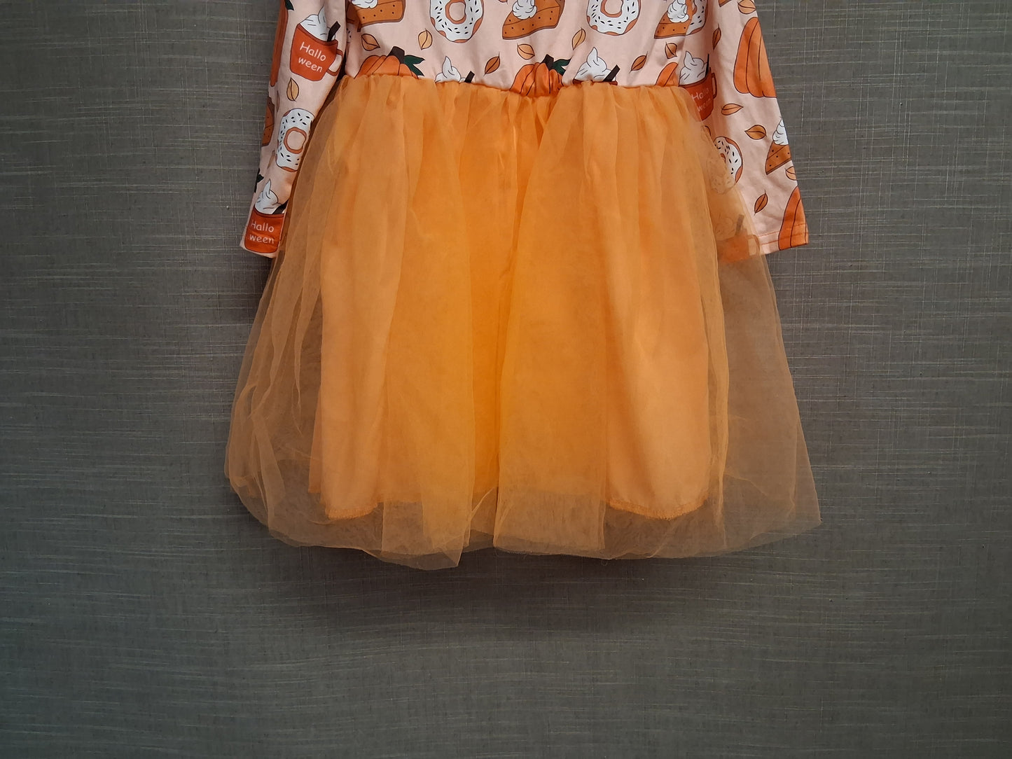 Shein Halloween Autumn Dress Tutu Skirt Long Sleeve Orange Age 4 Years