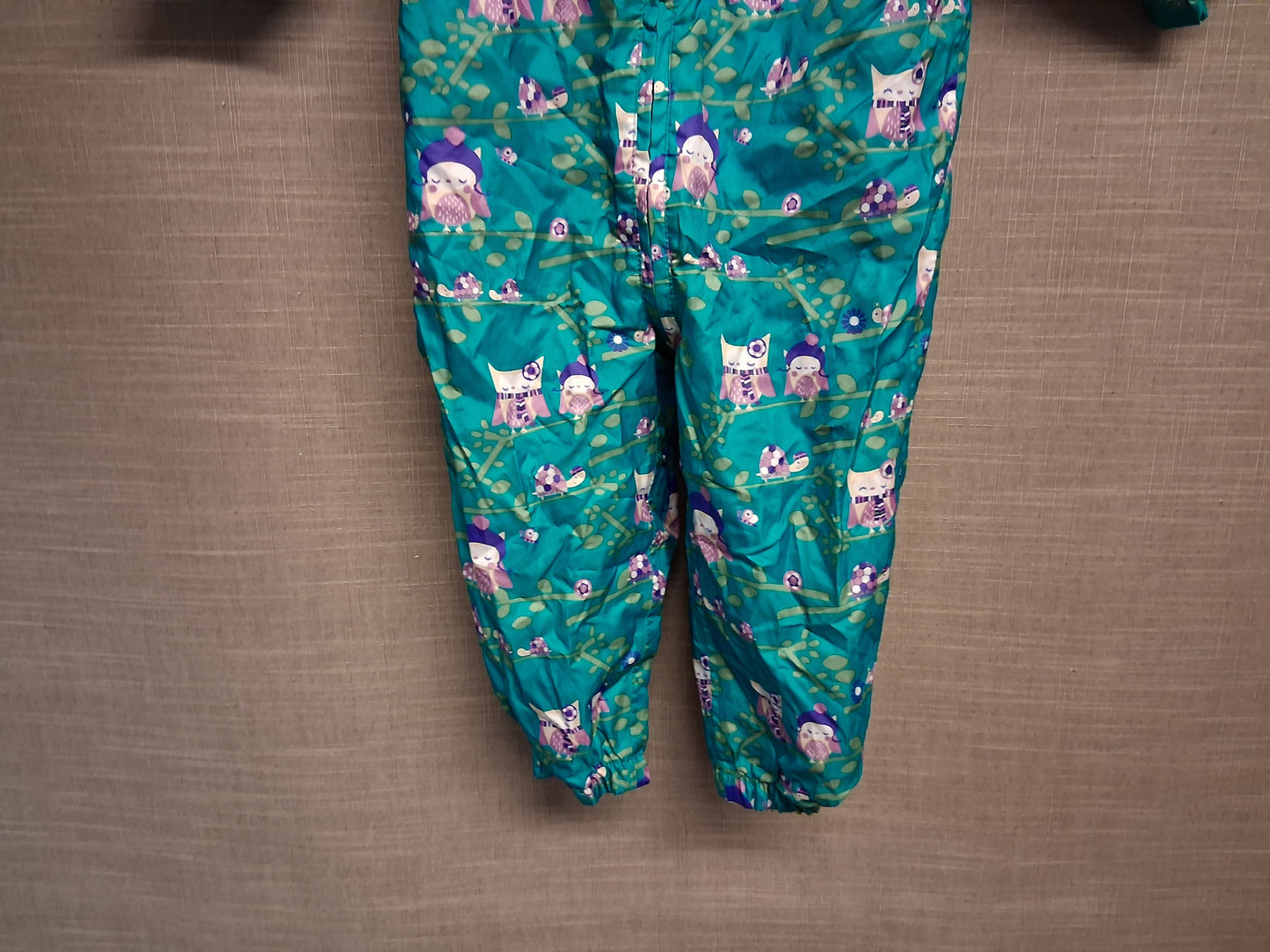 Mini Club Girls Rainsuit All in One Green Owl Print Age 12-18 Months