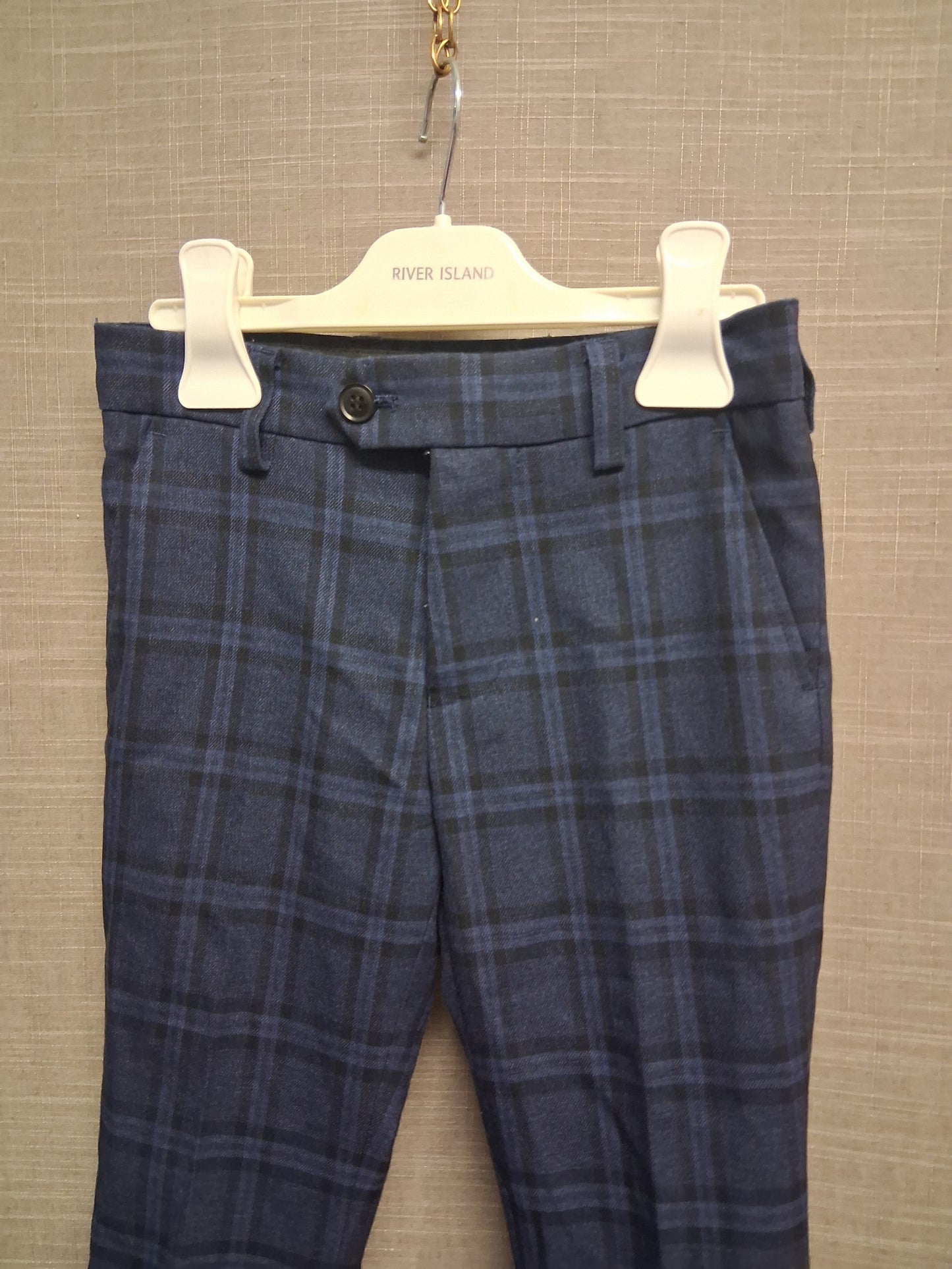 Next Boys Blue Check Smart Tailored Trousers Age 6 Years
