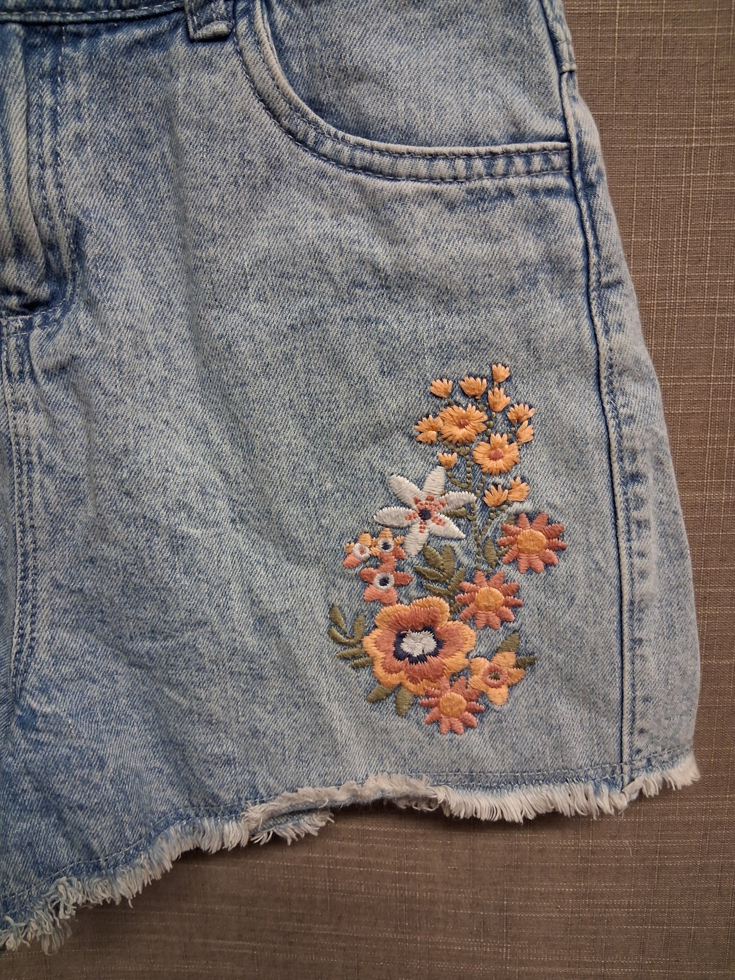 TU Girls Denim Shorts Embroidered Floral Detail Age 12 Years