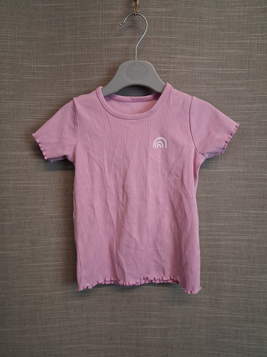 George Girls Pink Ribbed Short Sleeve T-Shirt Age 18-24 Months