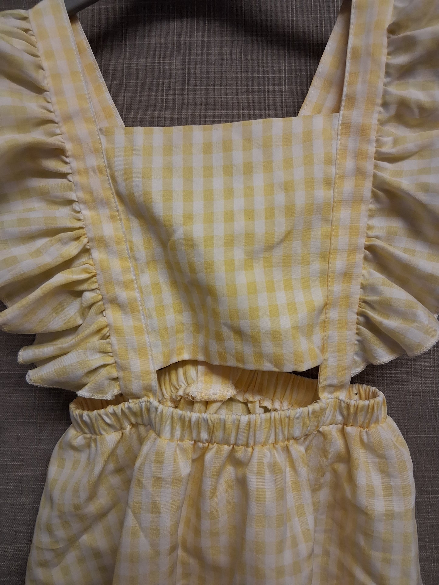 Shein Girls Yellow Check Pinafore Dress Age 6 Years