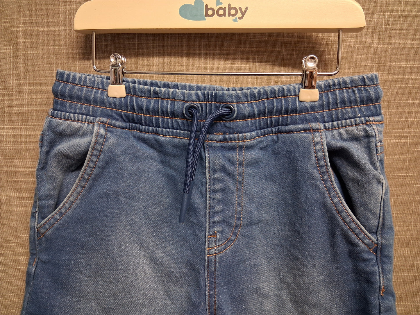 Primark Boys Blue Elastic Waist Denim Shorts 100% Cotton Age 6-7 Years