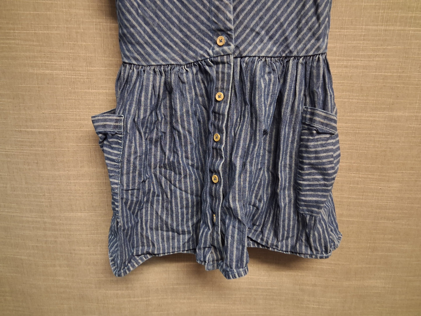 George Girls Denim Blue Stripe A Line Dress Age 5-6 Years