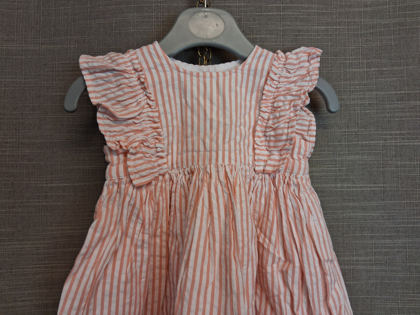 George Girls Pink White Stripe Dress Age 3-6 Months