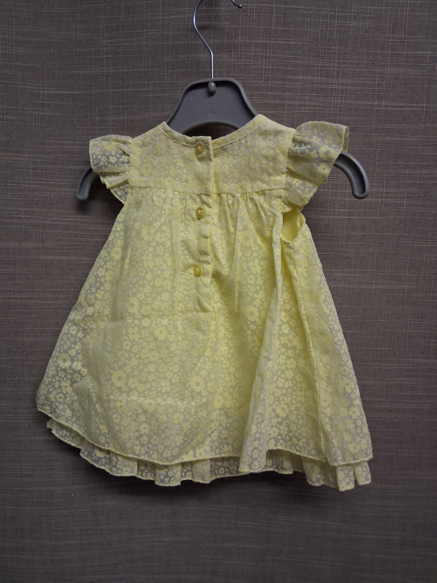 Primark Girls Yellow Floral Pretty A Line Dress Short Sleeve Age 0-3 months