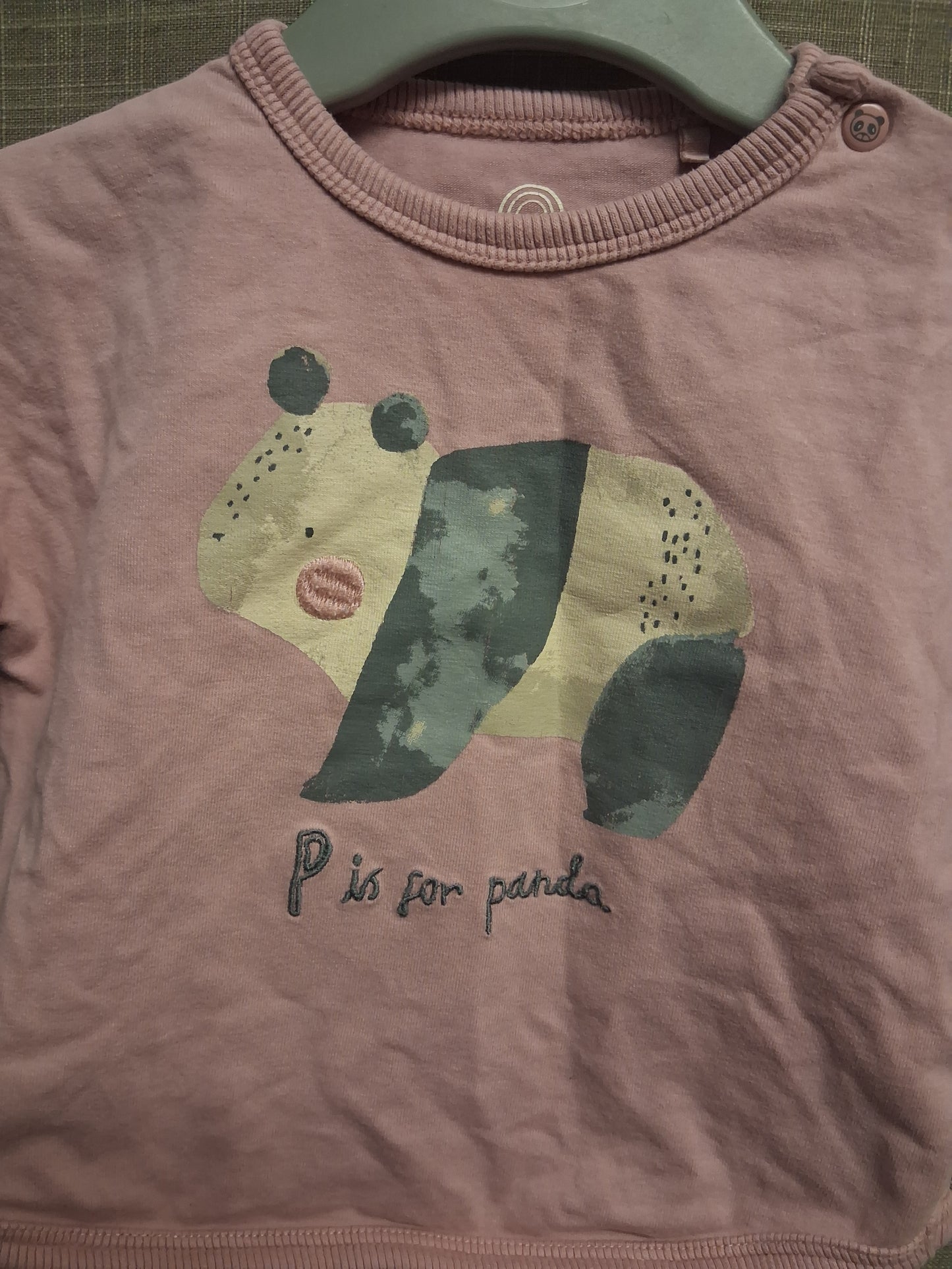 Next Girls Pink Panda Long Sleeve T-Shirt Age 0-3 Months
