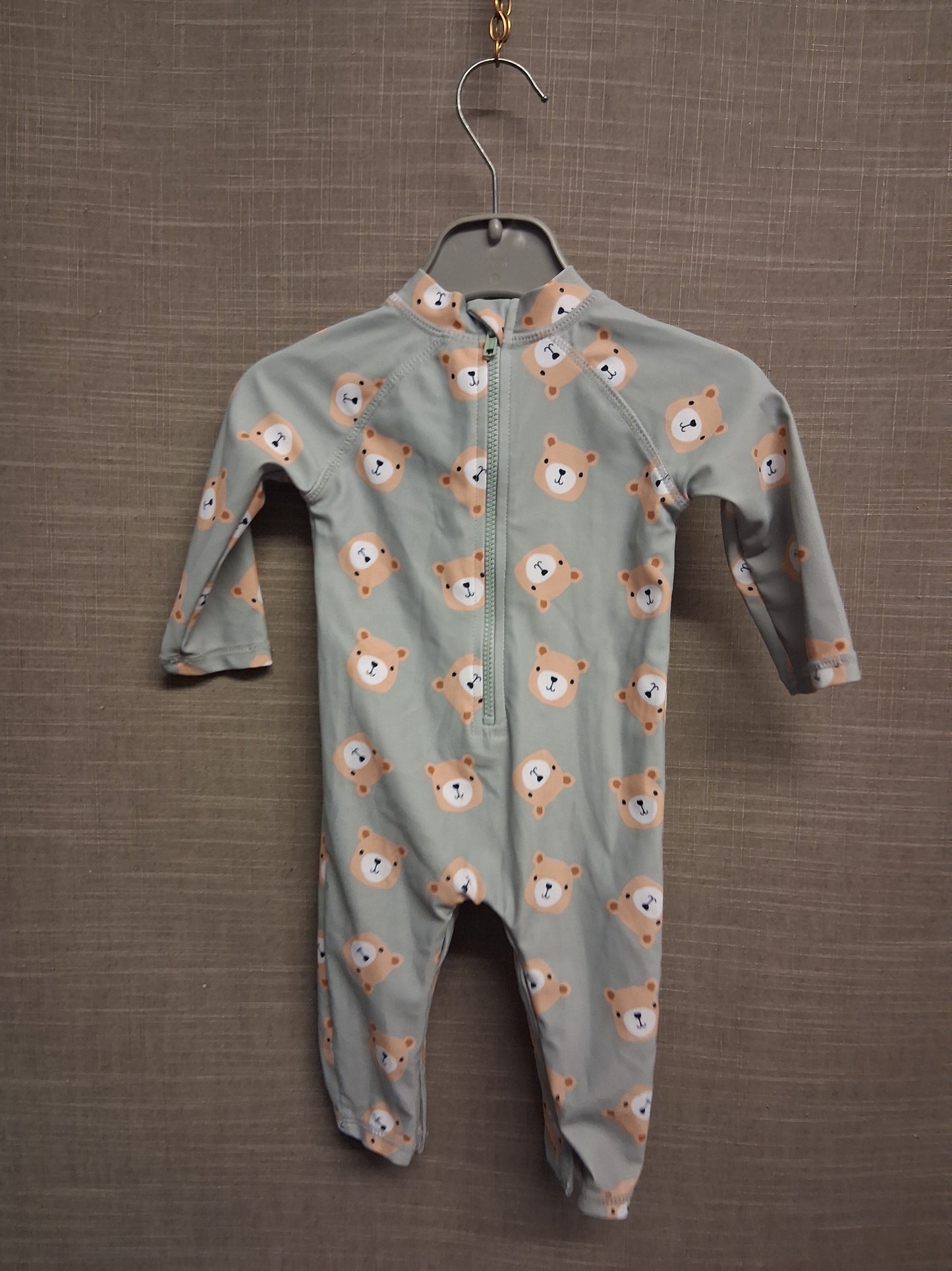 George Boys Blue Bear Theme UV Swimsuit One Piece With Hat Age 3-6 Months