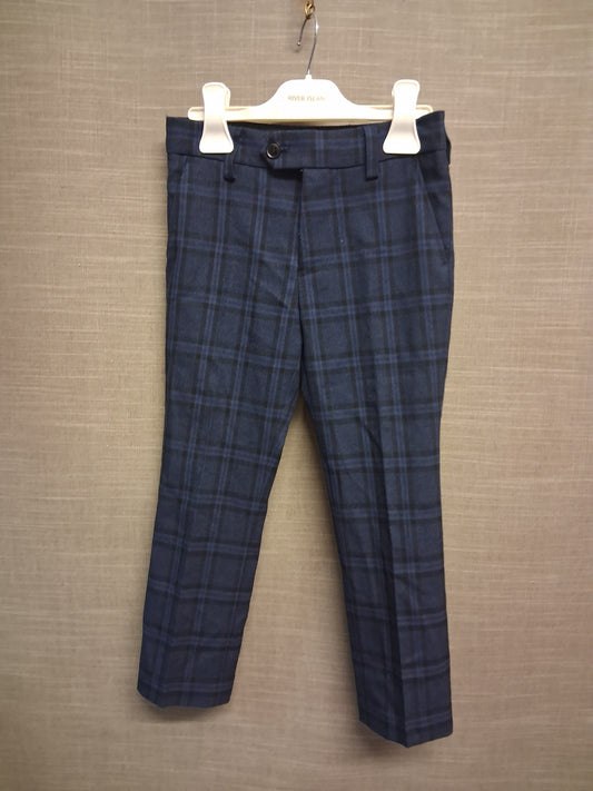 Next Boys Blue Check Smart Tailored Trousers Age 6 Years