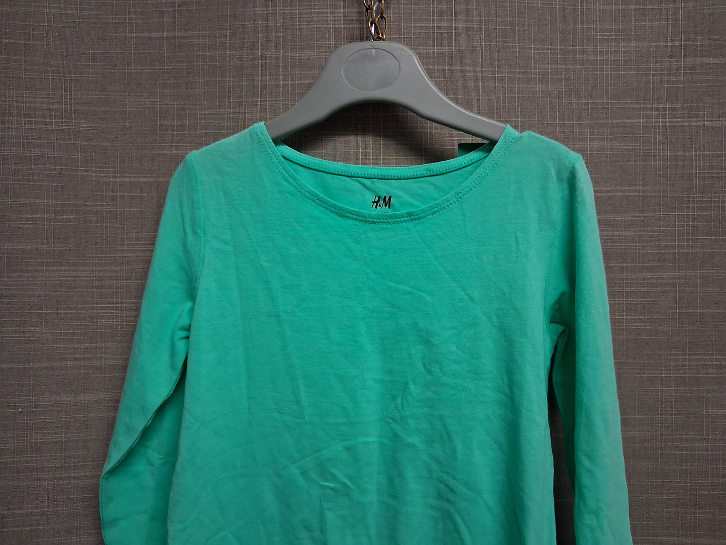 H&M Boys Long Sleeve Green T-Shirt Age 4-6 Years Organic Cotton New