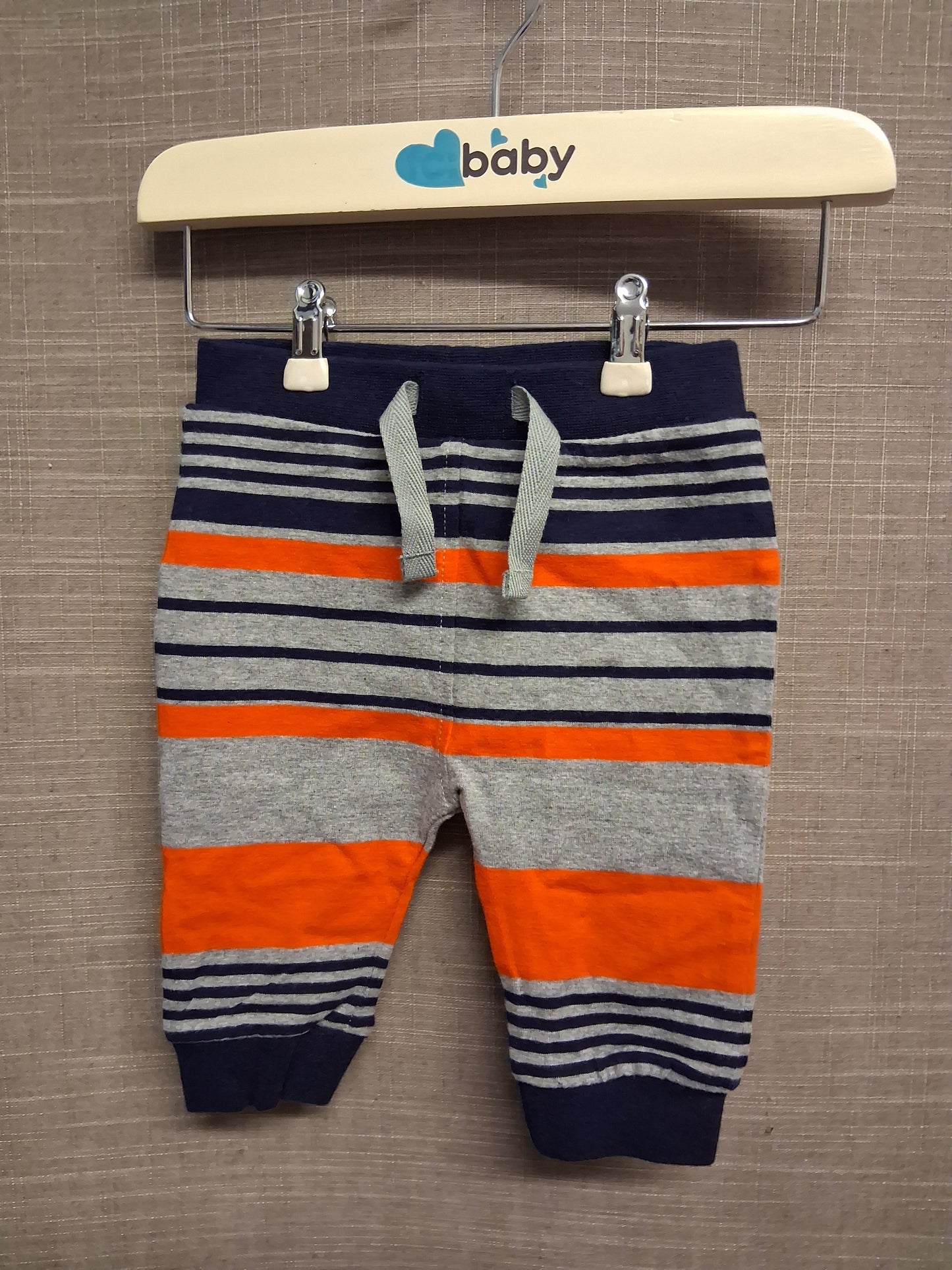 Next Boys Grey Red Navy Striped Jersey Joggers Age 0-3 Months
