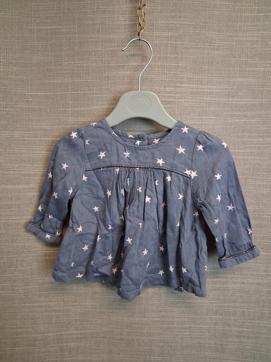Next Girls Blue Star Print Blouse Age 3-6 Months