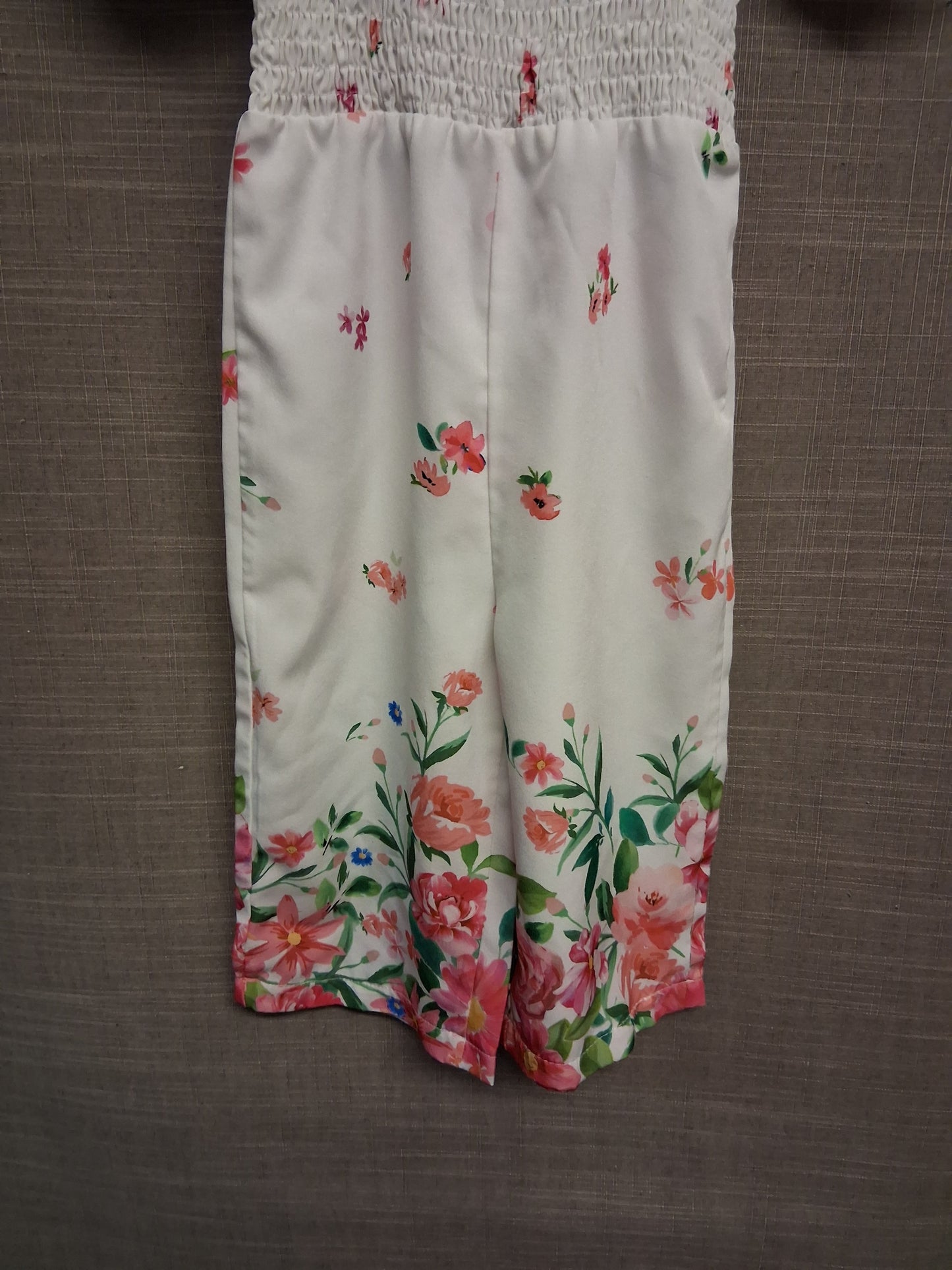 Shein Girls White Floral Jumpsuit Age 9-12 Years