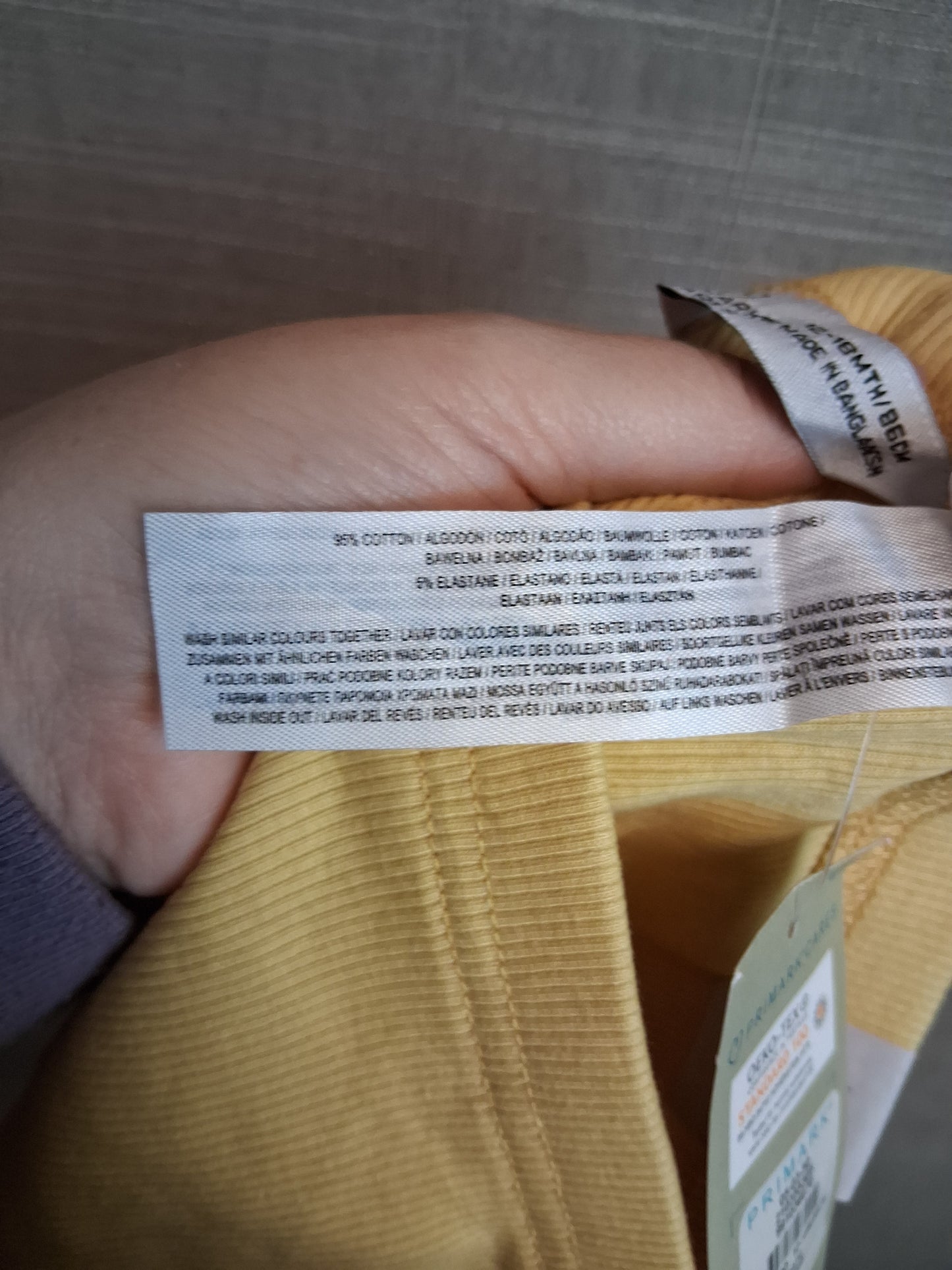 Primark Girls Yellow Ribbed Leggings Age 12-18 Months New